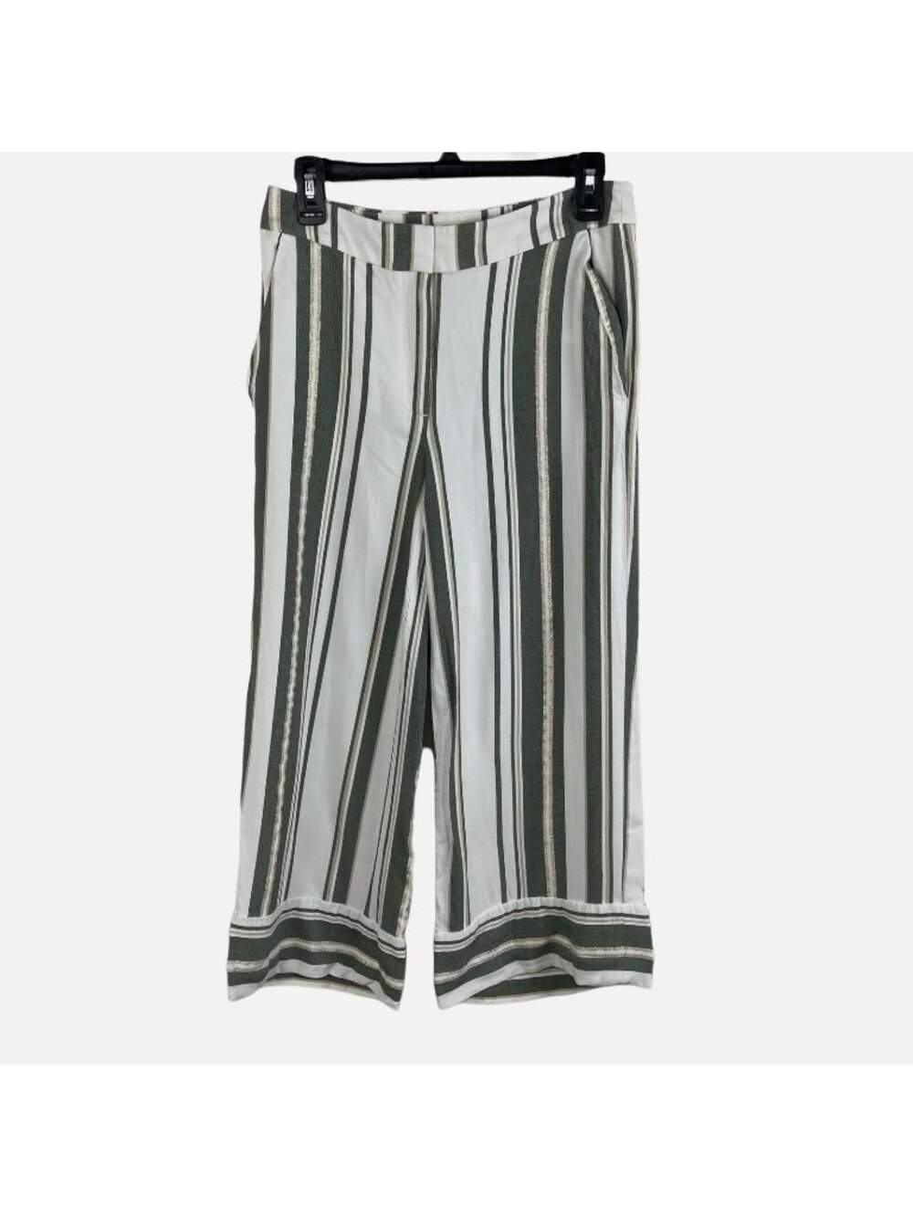LOFT Outlet Women Wide Leg High Rise Crop Stripe Pants Size S